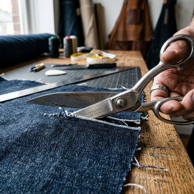 Ciseaux de tailleur coupant du denim